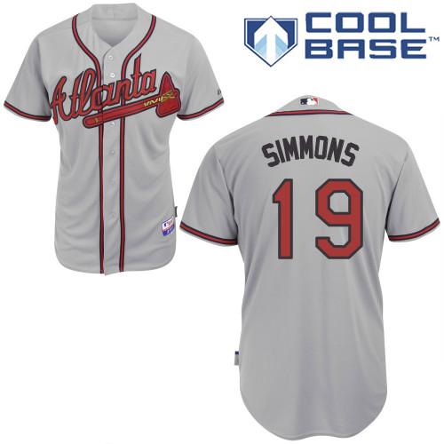 Andrelton Simmons #19 Youth Baseball Jersey-Atlanta Braves Authentic Road Gray Cool Base MLB Jersey